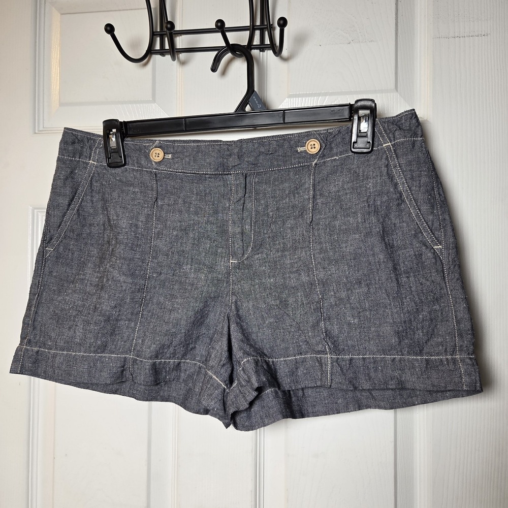 Loft sz 10 gray chino shorts linen/cotton lightweight summer casual basic